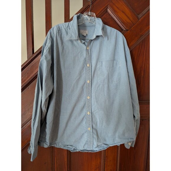 Old Navy Collection Blue & White Checkered Long Sleeve Shirt L 100% Cotton - Picture 1 of 7